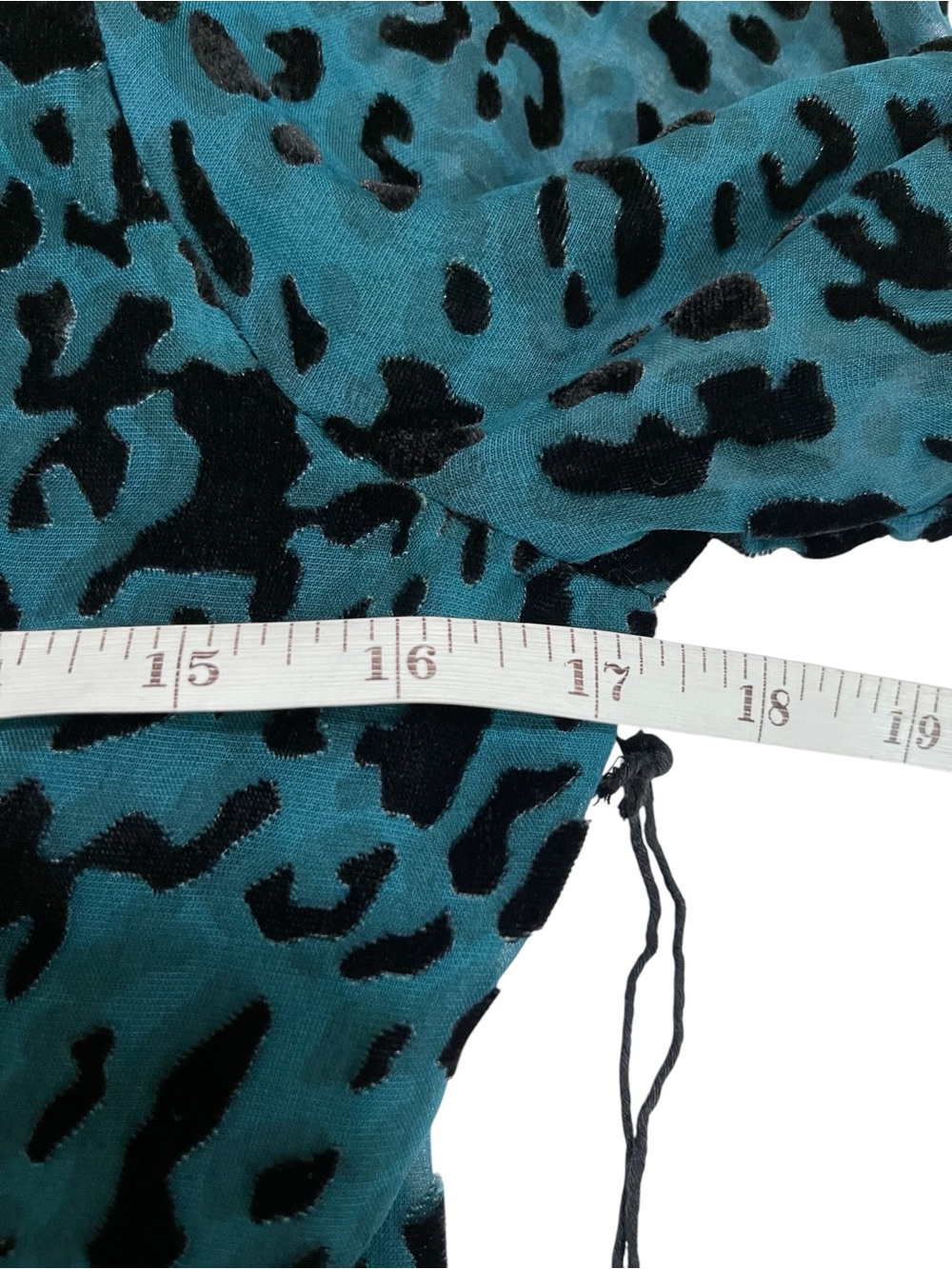 ASTR The Label Teal Black Burnout Leopard Wrap Peplum Top Size M - Picture 4 of 10